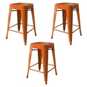 AmeriHome Loft Orange 24 in. Metal Bar Stool - 3 Piece