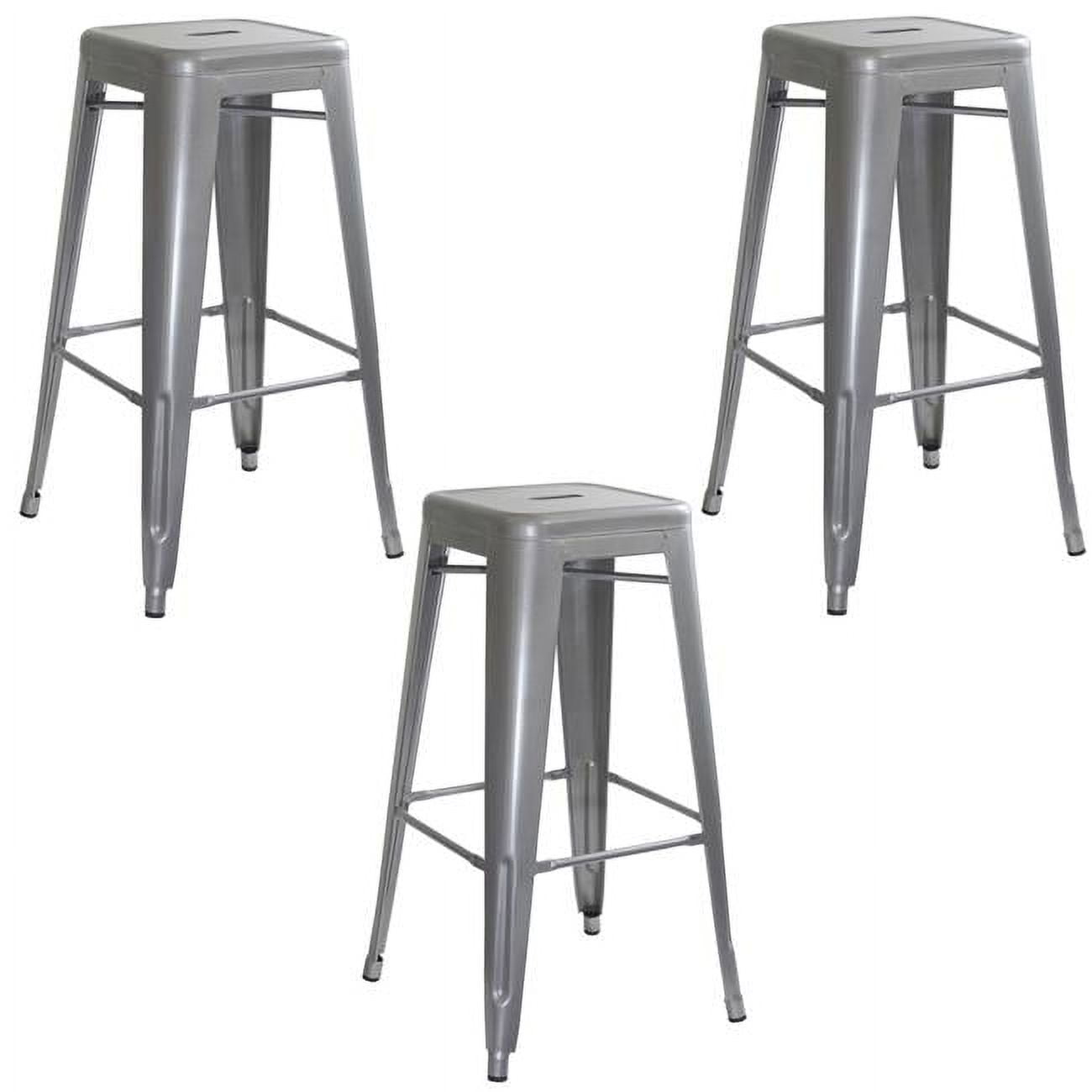 AmeriHome Loft Silver Metal Bar Stool - 3 Piece - Walmart.com