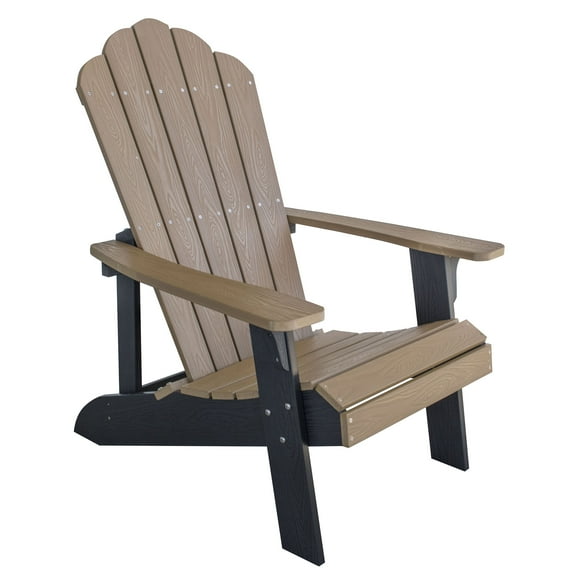 AmeriHome Outdoor Two Tone Adirondack Chair with Durable Simulated Wood Construction - Tan with Black Accents ADCHAIR3