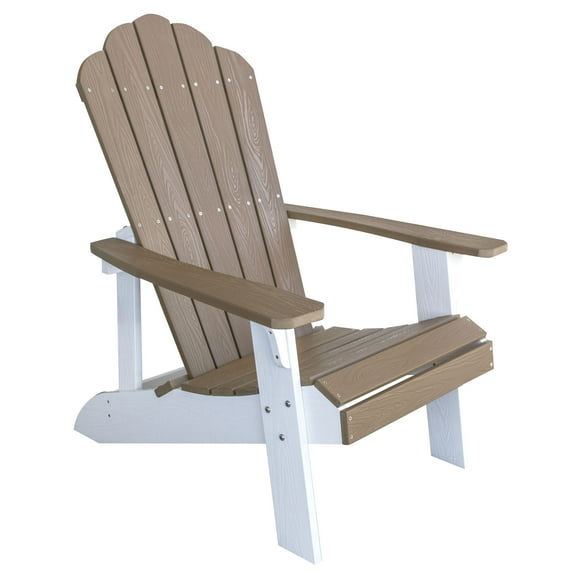 AmeriHome Outdoor Two Tone Adirondack Chair with Durable Simulated Wood Construction - Tan with White Accents