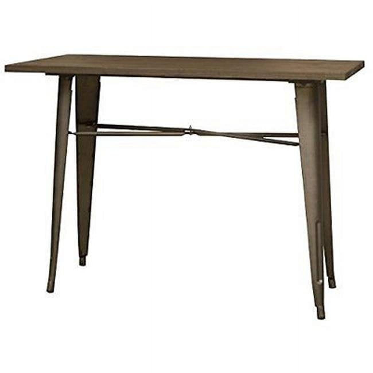 Rustic Elm Wood and Steel Bar Height Table