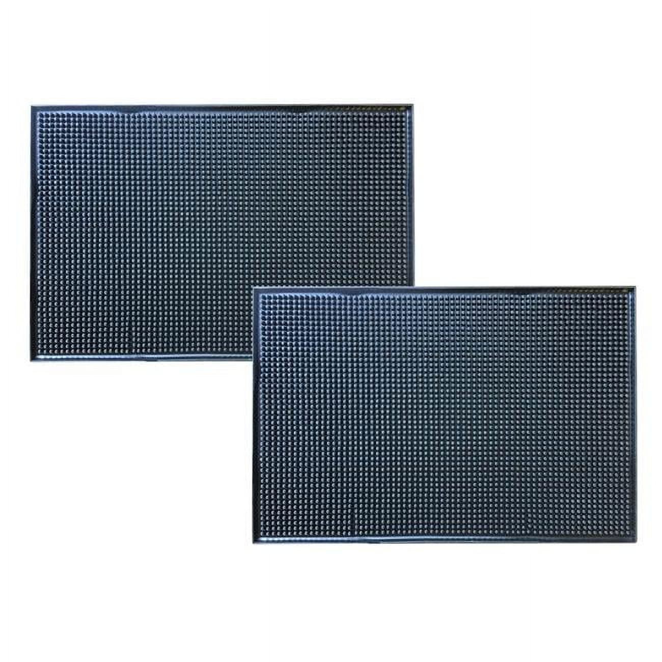 Black Rubber Non-Skid Service Spill Mats, 18x12, Set of 2