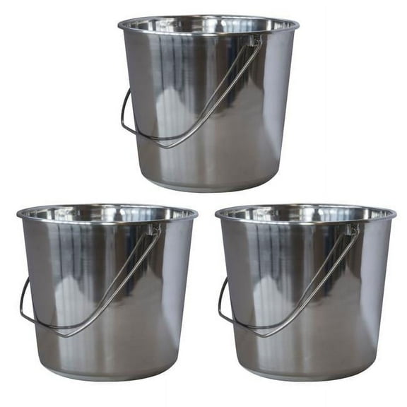 AmeriHome Stainless Steel Medium Bucket Set, 3 Piece