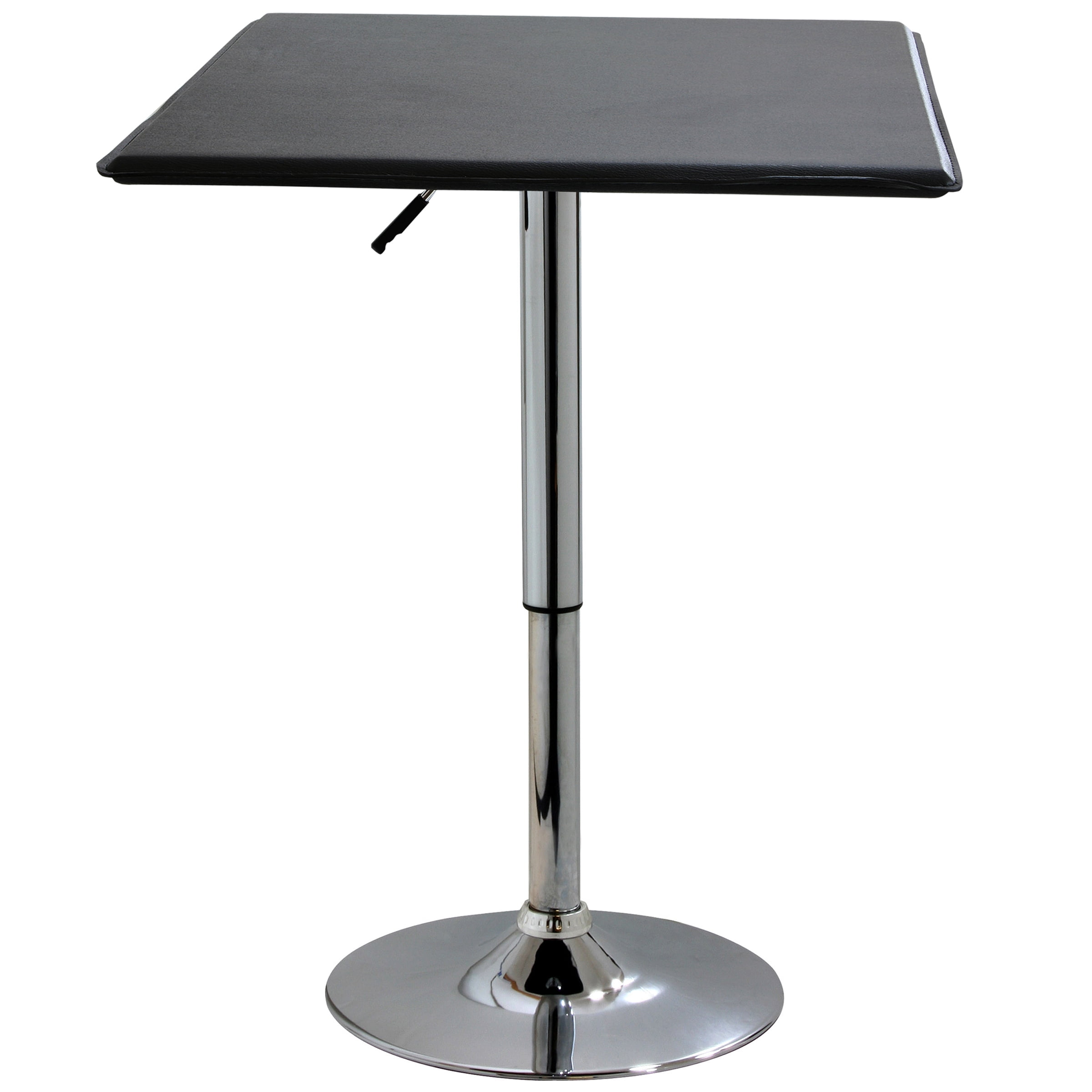 Adjustable Black Vinyl and Chrome Square Bar Table