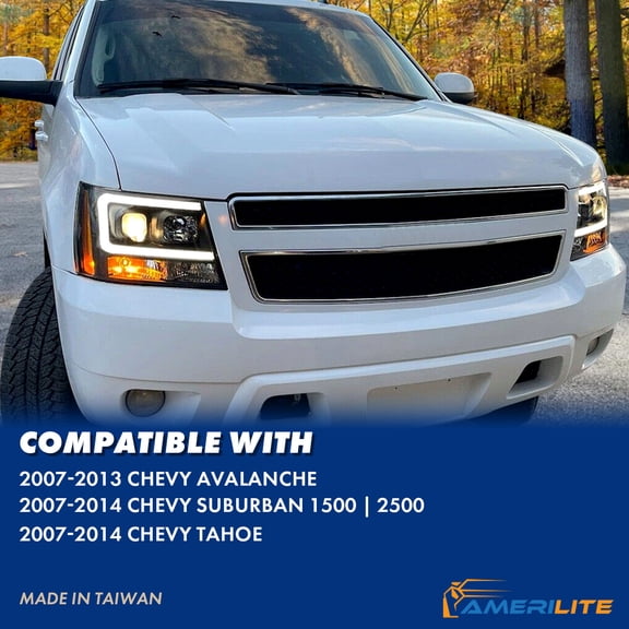 AmeriLite CHEVY TAHOE/SUBURBAN/AVALANCHE 07 PROJECTOR HEADLIGHTS G2 BLACK CLEAR AMBER