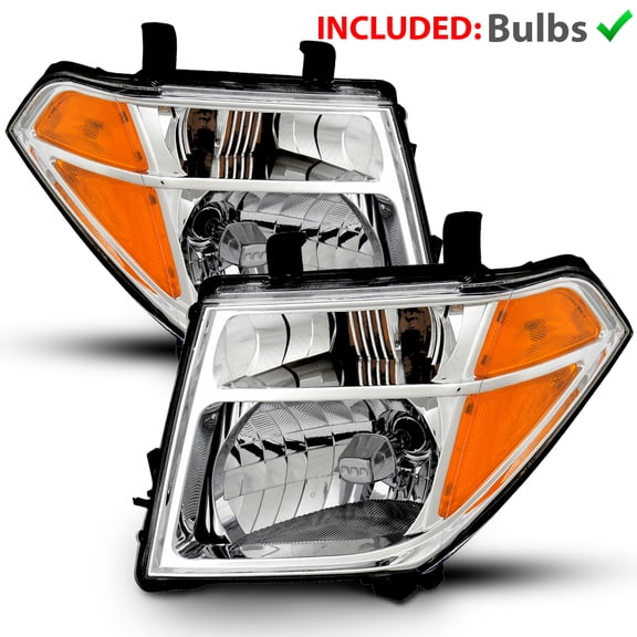 AmeriLite Chrome Replacement Headlight Set For Nissan Frontier / Pathfinder w/Bulb and Socket