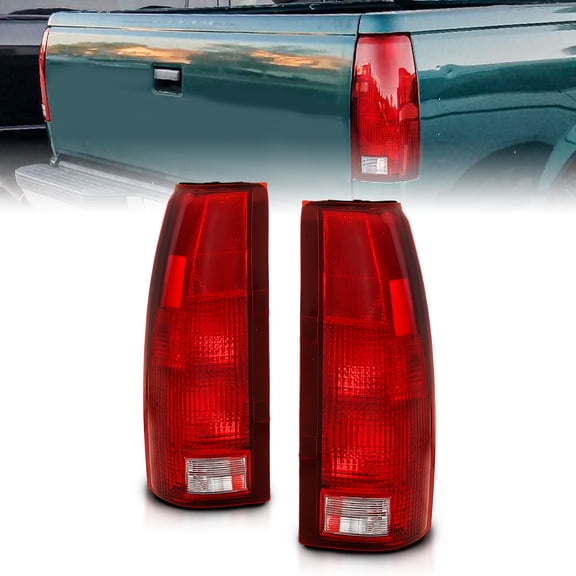 AmeriLite For 1988-1999 Chevy GMC c1500 C/K C10 Silverado Sierra Tahoe Yukon Full-Size Blazer Red Tail Lights, Set