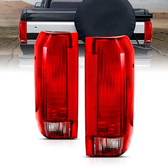 AmeriLite For 1989-1998 Ford Bronco / F150 F250 F350 Styleside Pickup Red Tail Light, Set
