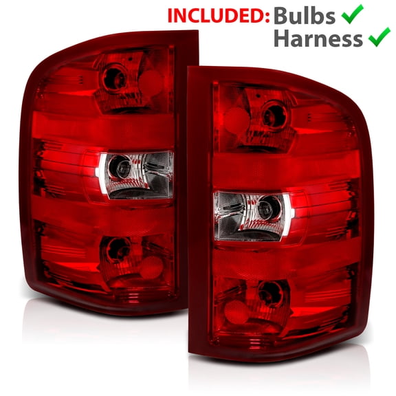 AmeriLite Red Replacement Tail Light Set For Chevy Silverado w/Bulb and Harness