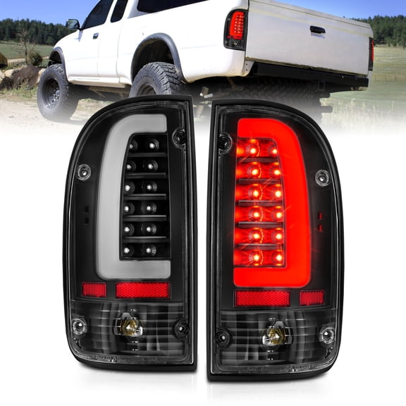 AmeriLite TOYOTA TACOMA 95-00 LED TAIL LIGHTS BLACK HOUSING CLEAR LENS W/ C LIGHT BAR