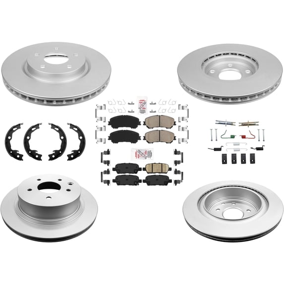 AmeriPro Coated Brake Rotors Ceramic Brake Pads for Nissan Rogue 2014-2018 2 Row