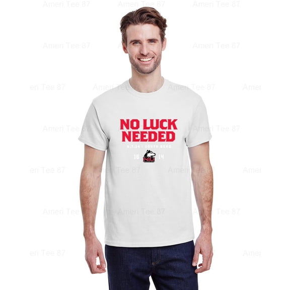 AmeriTee87 Huskies No Luck Needed T Shirt Show Your School Spirit Graphic , for Unisex, up to size 5XL