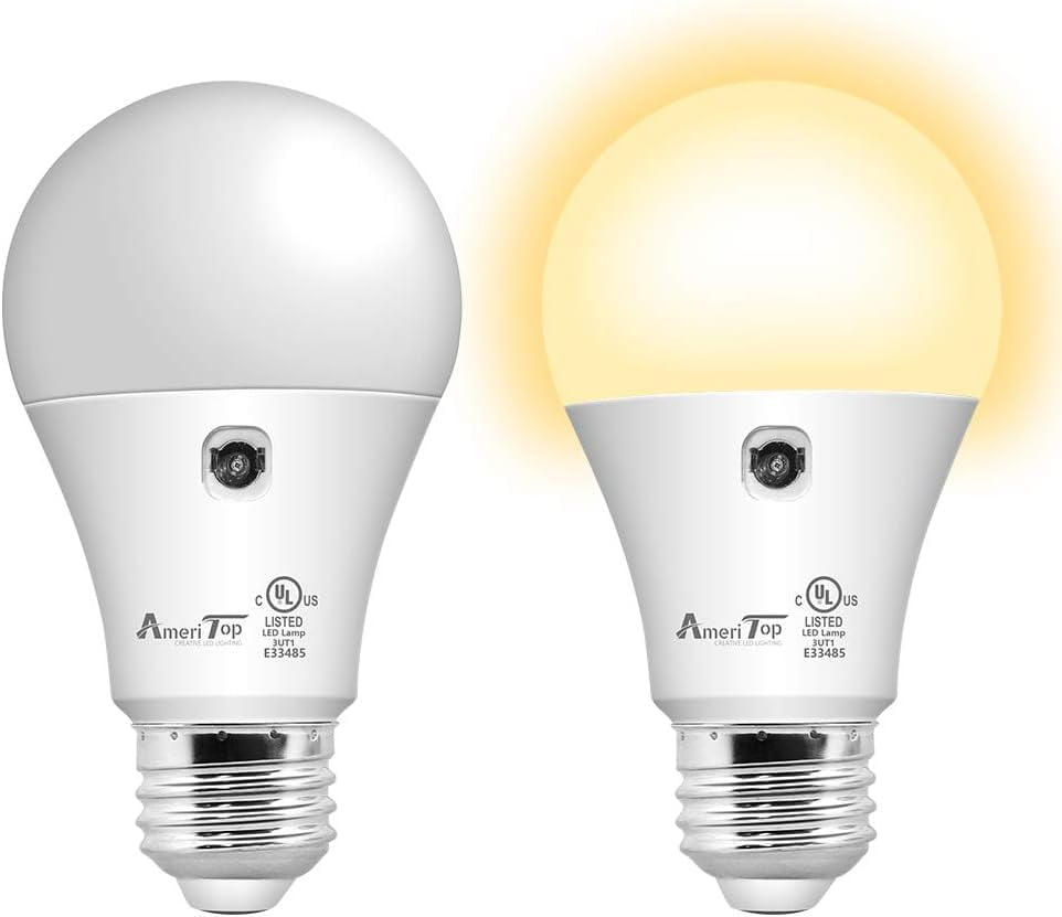 AmeriTop A19 10W (60W Equivalent) Warm White Sensor LED Light Bulb (2 Pack)