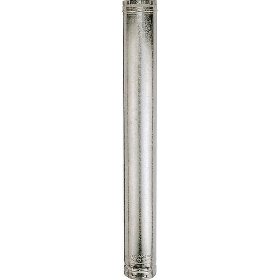 AmeriVent 5E3 Double Wall Round Gas Vent Pipe, 5 in x 3 ft, Snap Lock Coupling, Aluminum/Steel