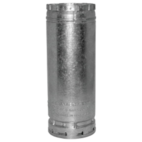 AmeriVent 6E12 Type B Gas Vent Pipe, 6 in OD, 12 in L, Galvanized Steel