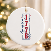 America 1776 2026 250 Years of Freedom Christmas Ornament, American Heritage Keepsake, Ceramic Ornament