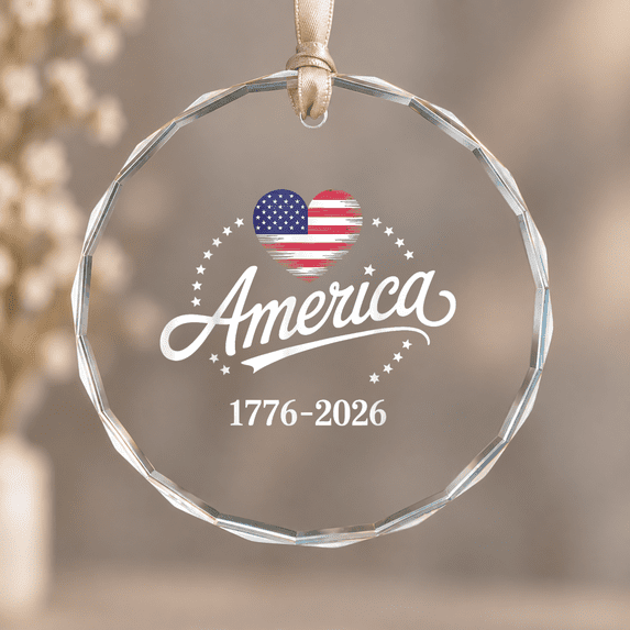 Who Invented Heart America 1776- Heart Flag Stars 250 Anniversary USA Christmas Ornament ...