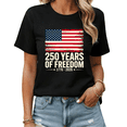 thumbnail image 1 of America 1776 Land Of The Free Patriotic Coquette Bow Graphic Tees Women's 4th of July Tshirt Tops Black/White S-5XL, 1 of 4