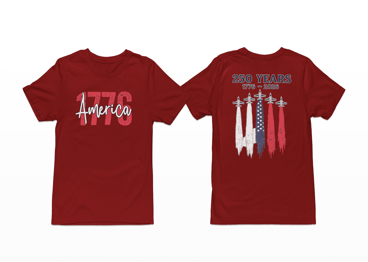 America 1776 Patriotic T-Shirt for Men & Women, USA Flag Jet Graphic ...