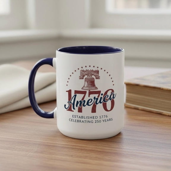 America 2026 Mug, 250th Anniversary USA Commemorative Gift, Semiquincentennial Heritage Coffee Cup, 1776-2026 Navy Accent Mug