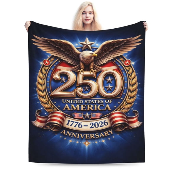 America 250 Anniversary Blanket Gift Throw Blanket Cozy Soft Patriotic Eagle USA Heritage Home Decor Gift for Family Veterans Friends 50x40