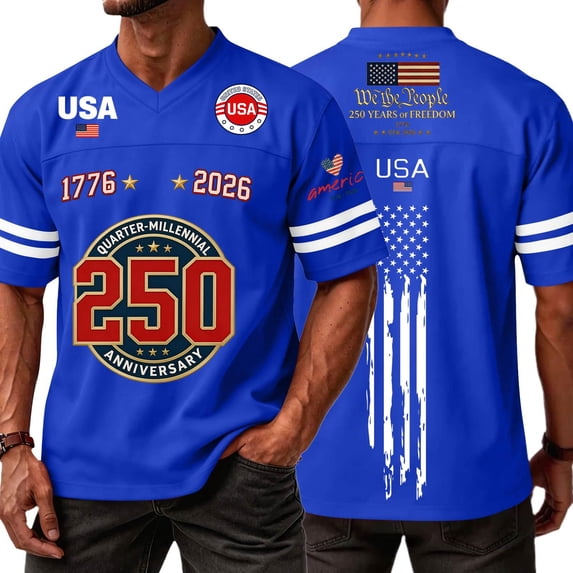 America 250 Anniversary Football Tshirt for Men V-Neck Football Jersey ...
