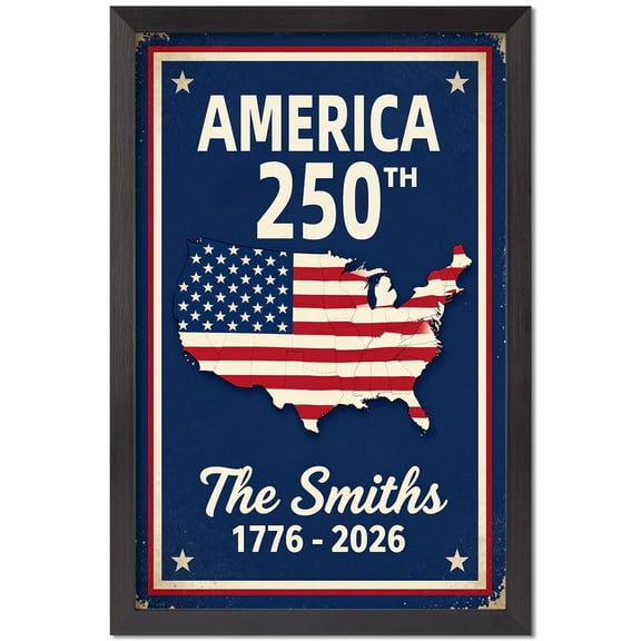 America 250 Anniversary USA Map Flag Territory Art Unframed Paper Print