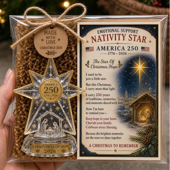 America 250 Christmas Memory Pocket Hug Collection,1776-2026 Anniversary Keepsake with Holiday Blessings,Christmas Tree Shelf Desk Display Ornament,Gift for Family and Friends (A5)