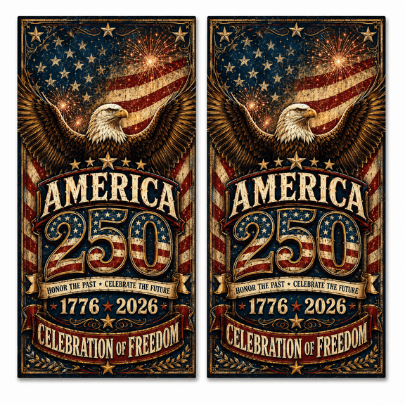 America 250 Cornhole Board Wraps Set of 2, Patriotic 1776-2026 Vinyl Decals for Standard 24 x 48 Boards