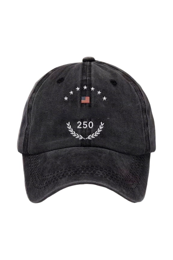 America 250 Embroidered Baseball Cap, 4th of July Cotton Sun Hat Adjustable Unisex Sports Cap, Independence Day Patriotic Hat Outdoor Casual Visor Cap