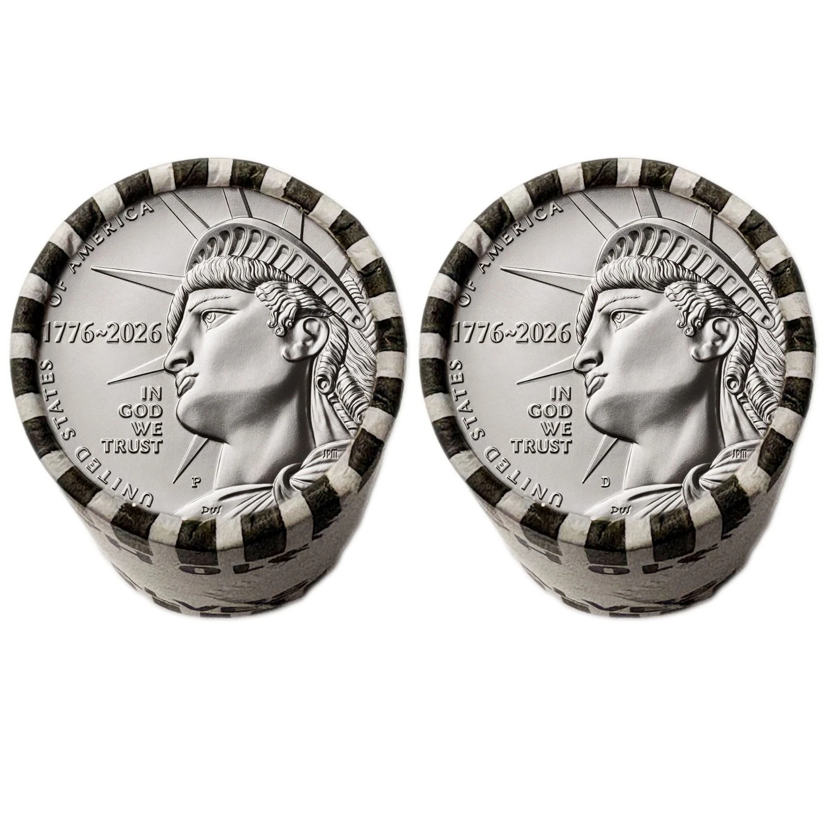America 250 Enduring Liberty Half Dollar 1776–2026 Uncirculated Coin ROLLS, Both P & D Mints, 2 Full Rolls
