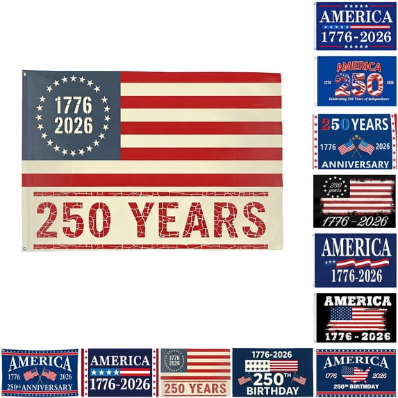America 250 Flag 3x5 FT 250th Anniversary Merchandise 250 Years America Flag,Usa 250th Anniversary Patriotic Banner, 1776-2026 Independence Celebration, Indoor Outdoor Display,Single