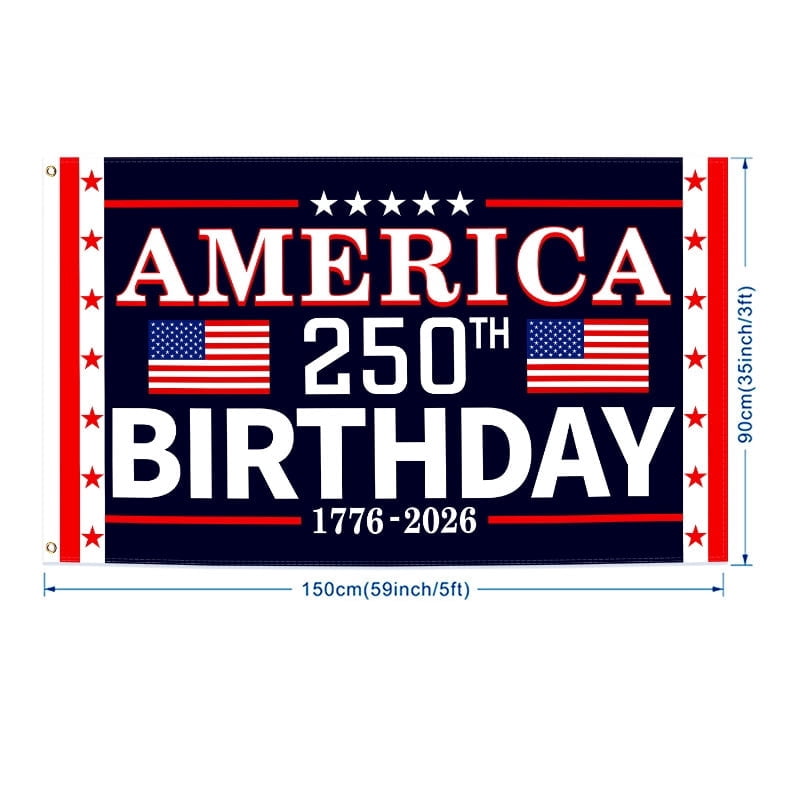 250th Flag,3x5 Ft Double Sided 3 Layers 250 Anniversary USA Flag,4th of July Decorations Independence Day Patriotic 250th Birthday Flag for Indoor Outdoor Decoration