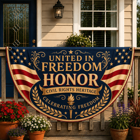 Civil Rights Heritage Flag United in Freedom Honor Unity Banner for Porch Display