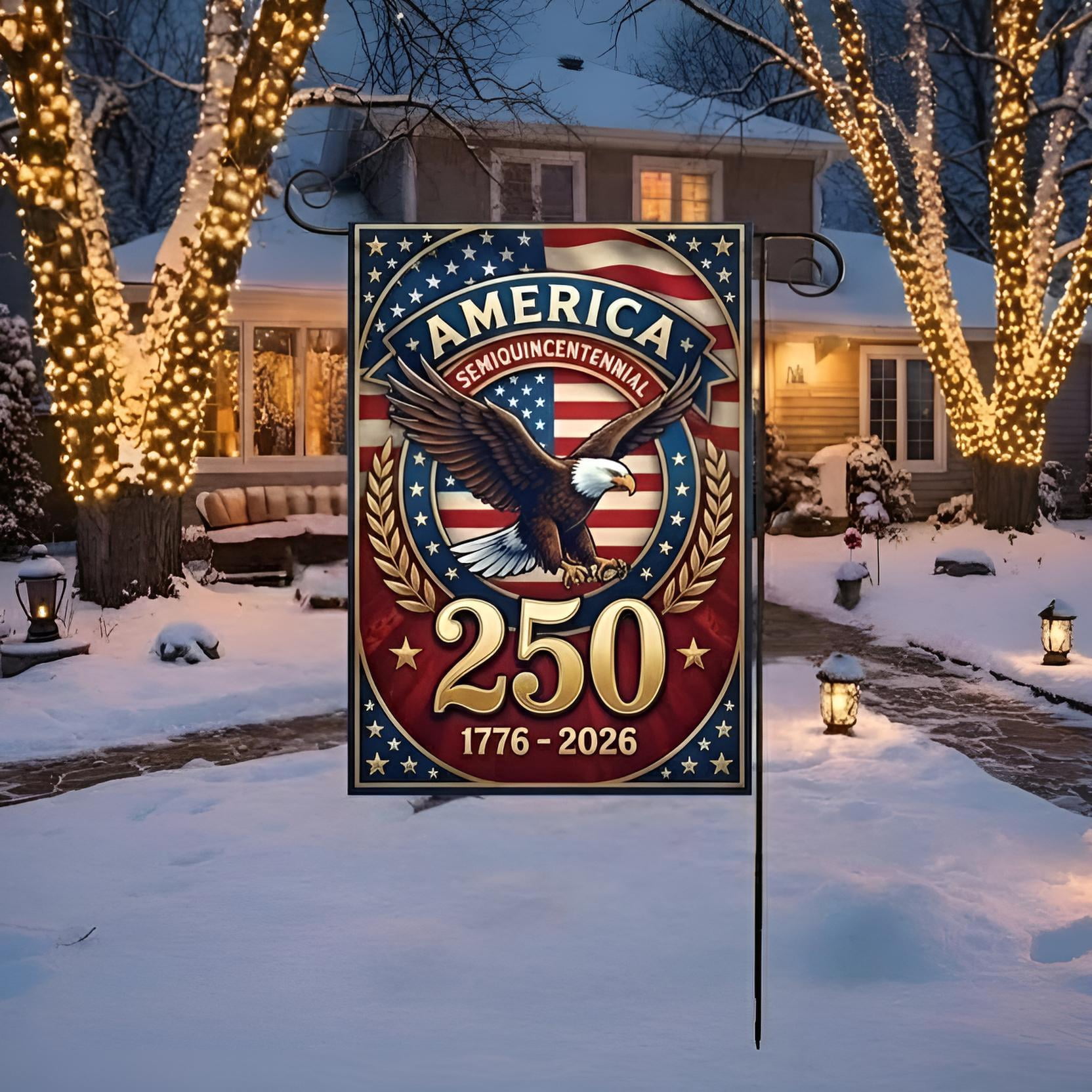 America 250 Flag Semiquincentennial 1776-2026, Patriotic Eagle Yard ...