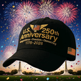 thumbnail image 1 of America 250 Hat, Adjustable Retro Washed Cap, Patriotic Army-Inspired Baseball Style, Celebrate 250 Years of Patriotism, Compatible with Capacity Backpack, Black, 1 of 9