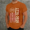 thumbnail image 1 of America 250 Merchandise Mens Short Sleeve Crewneck Patriotic Graphic Tee Stylish Summer Daily Wear Orange M, 1 of 4