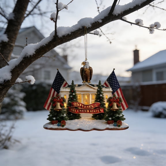 America 250 Merchandise, White House & Eagle Print Patriotic Themed Decor Acrylic Hanging for Patriot Collectors, Seasonal Celebrations