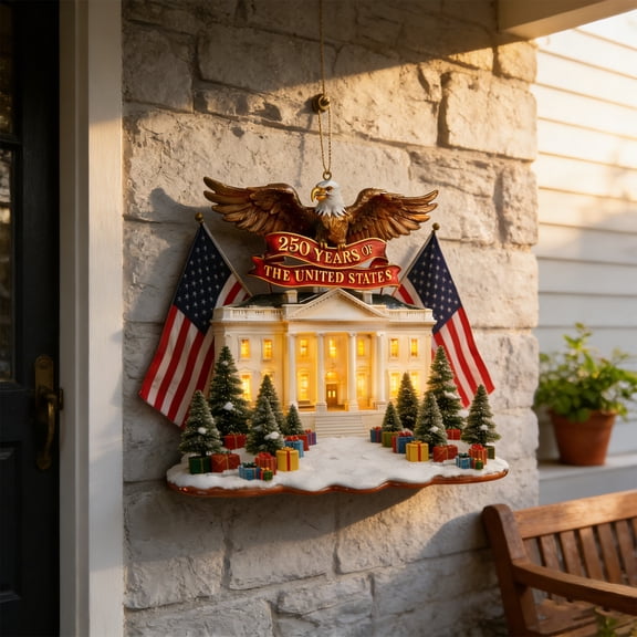 America 250 Merchandise, White House & Eagle Print Patriotic Themed Decor Acrylic Hanging for Patriot Collectors, Seasonal Celebrations