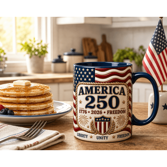 America 250 Mug Patriotic 1776-2026 Freedom Coffee Cup for Anniversary Gifts