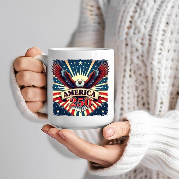 America 250 Mug, Semiquincentennial Gift, USA 250th Anniversary Cup, Vintage Patriotic Eagle, 1776-2026 Souvenir