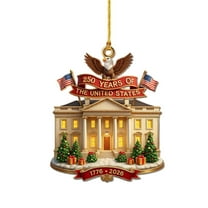 America 250 Ornament, Eagle & White House Shaped Hanging Decor Patriotic Themed Party Supplies for USA History Lovers, Celebrating Festivals