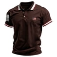 thumbnail image 1 of America 250 Polo Shirts for Men Usa Flag Print Lapel Collar Short Sleeve V Neck Tshirts Fourth Of July Patriotic Star Classic Fit Soft T-Shirt, M, #01 Brown, 1 of 3