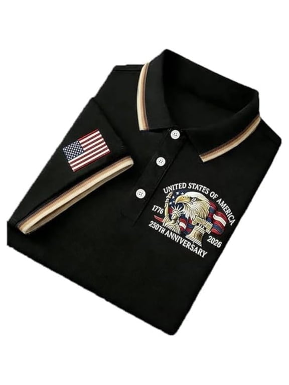 America 250 Polo Shirts for Men, The United States Print Polo Shirt Patriotic Flag USA T-shirt