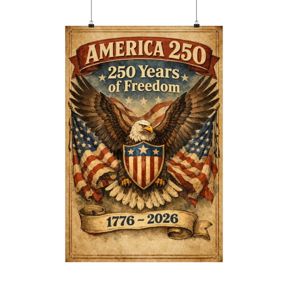 America 250 Poster Vintage Eagle Patriotic Wall Art Home Decor Office Wall Art