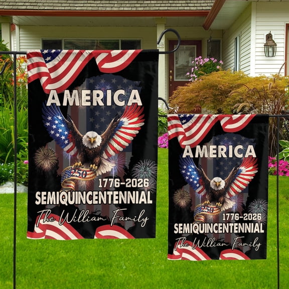 America 250 Semiquincentennial Flag 1776–2026, Patriotic Bald Eagle Fireworks Outdoor Flag, Personalized USA Independence Anniversary Decor