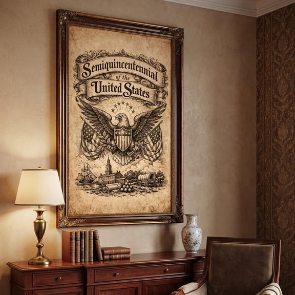 America 250 Semiquincentennial Print, Rustic Independence Parchment Art