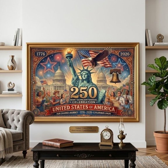 America 250 Semiquincentennial Vintage Liberty Bell Print 1776-Independence Decor Historical Office Decor Un, Unframed Paper Poster 8x10in