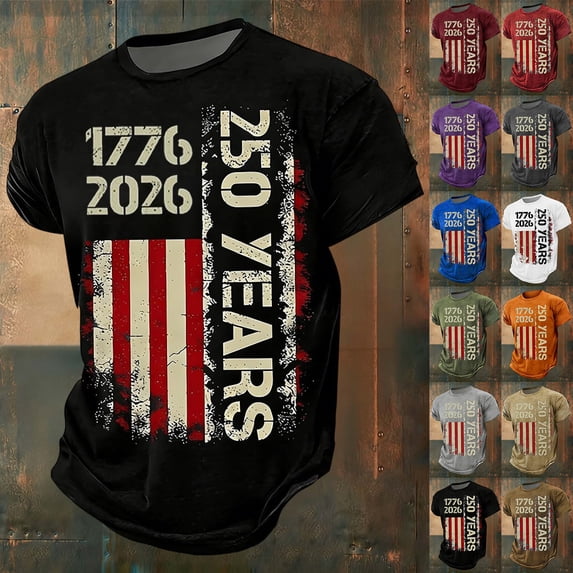 America 250 Shirt Anniversary Graphic T Shirt Patriotic Commemorative Comfortable Casual Graphic Tees Men Light Blue XL
