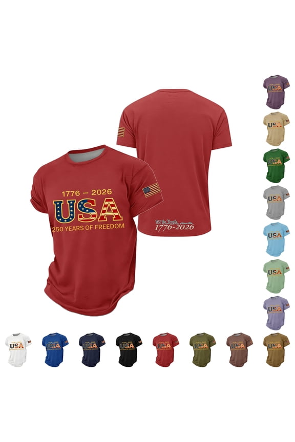 America 250 Shirt Mens United States 250th Anniversary T-Shirt USA Flag Freedom Grace Graphic Tops